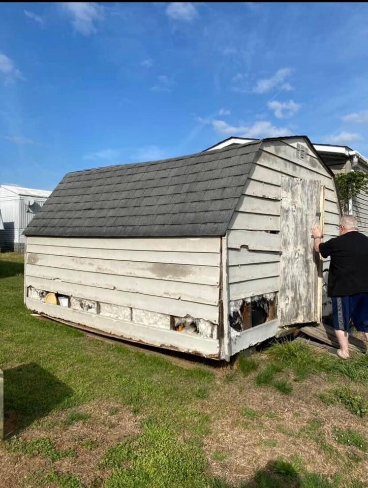Shed exterior before demolition