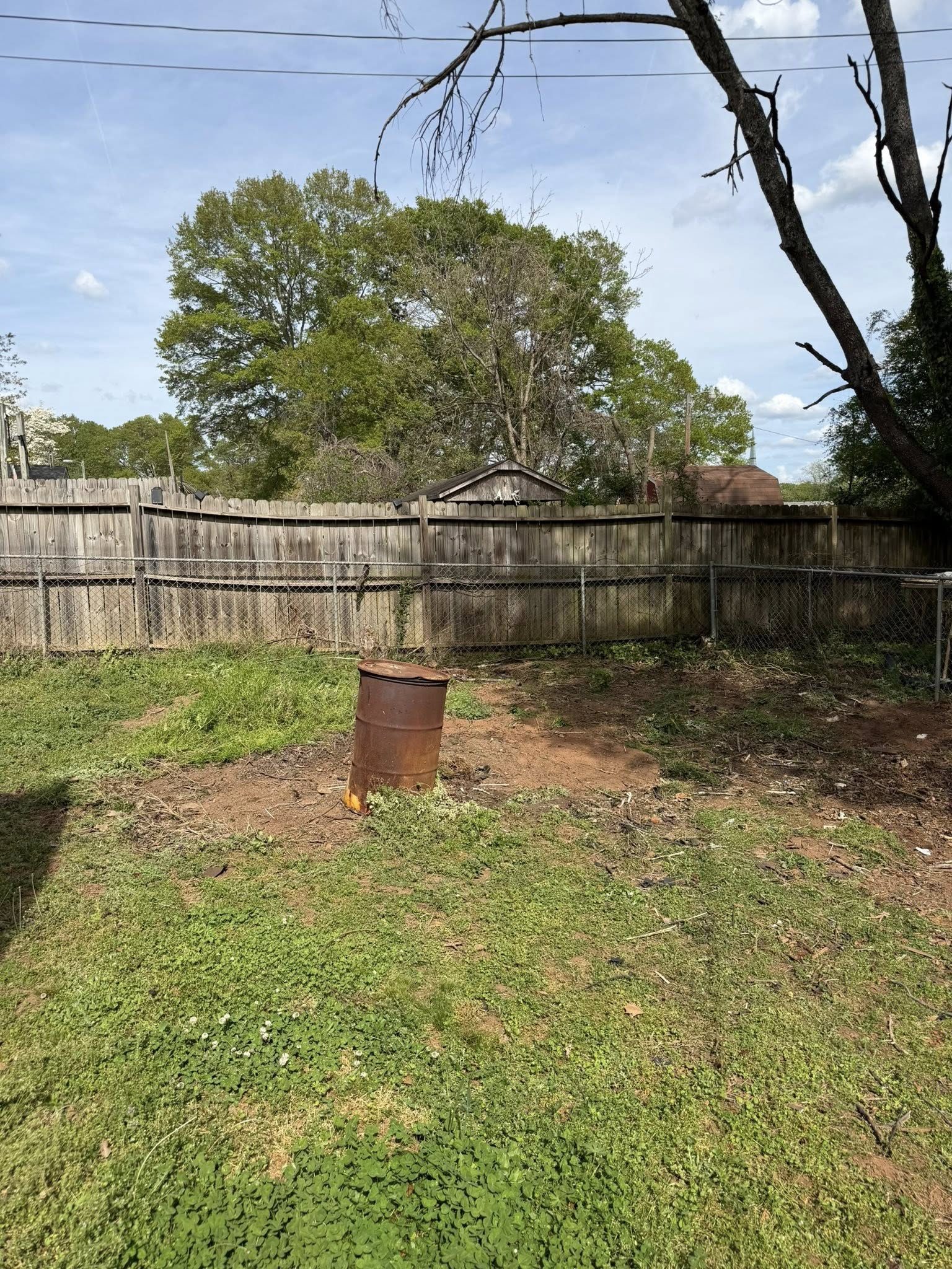 Space cleared after yard debris cleanout by Coyles on Call