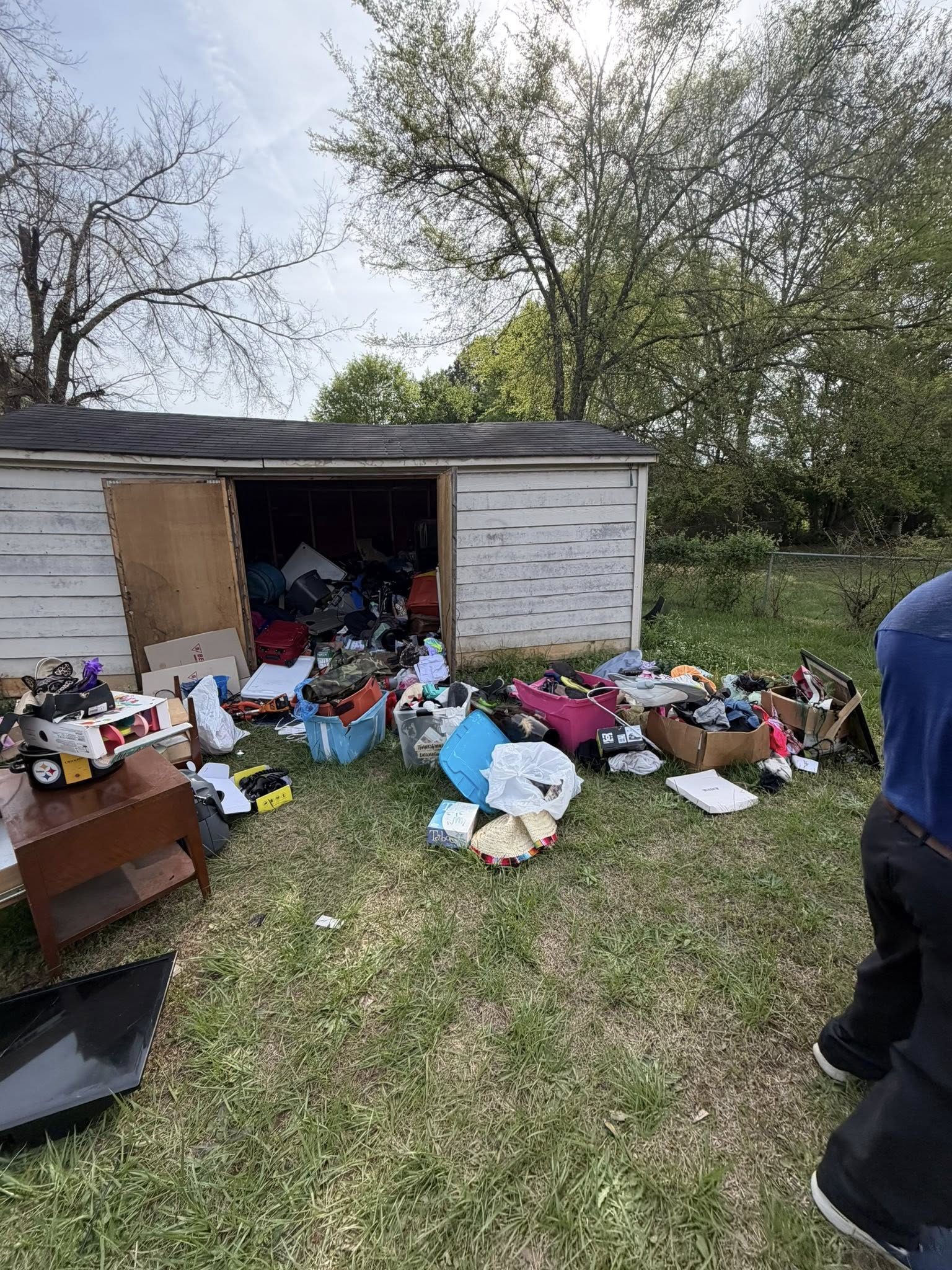 Shed exterior cleanout