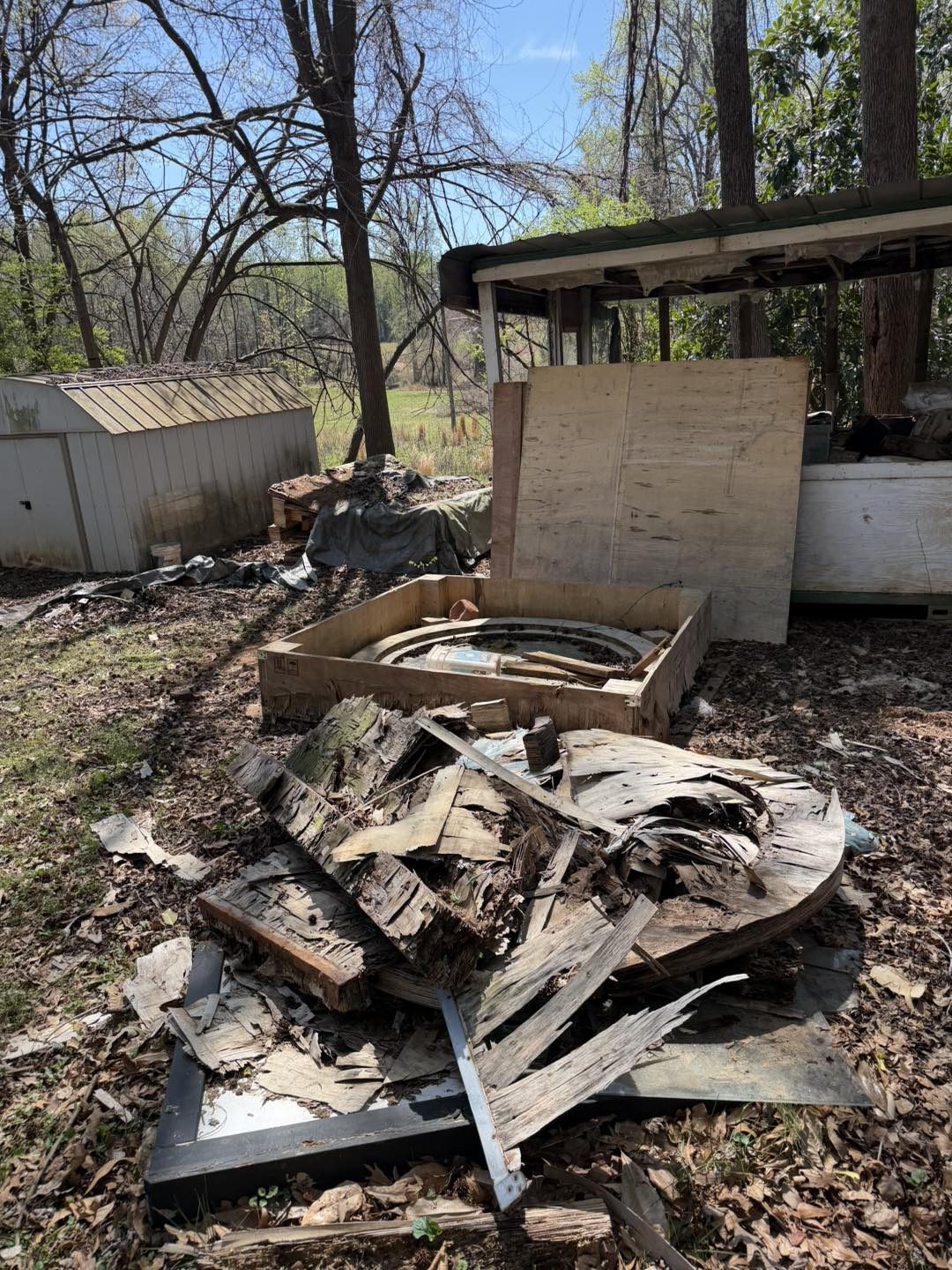 Hot tub demolition debris