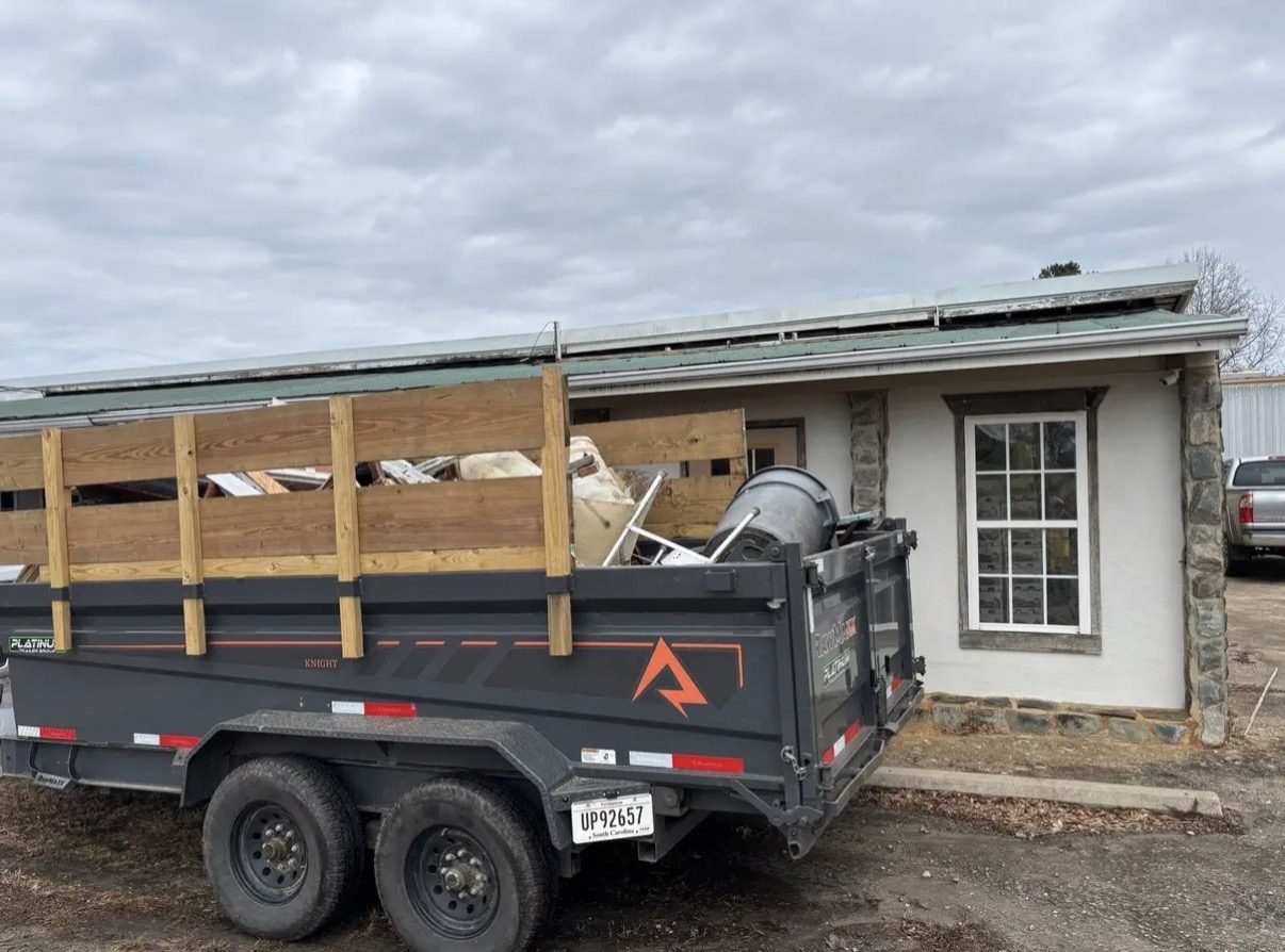 Dump trailer loaded for haul away